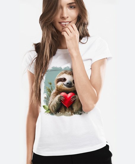 Жіноча футболка Лінивець Серденько
