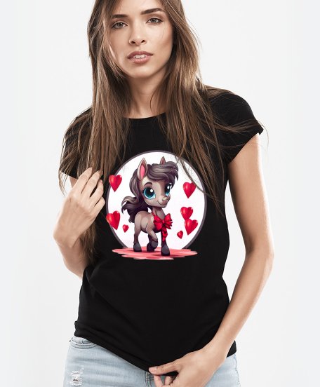 Жіноча футболка Кінь Поні з Серцем Love Horse