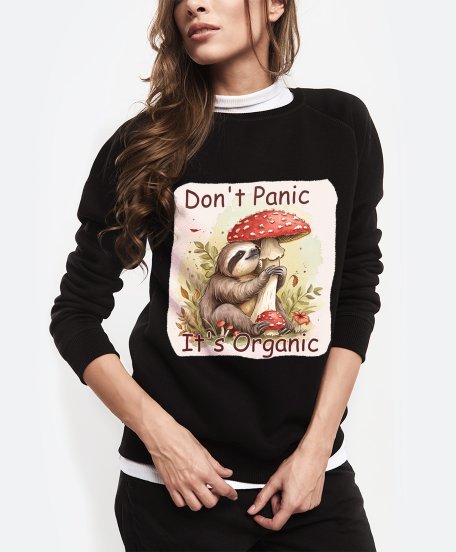 Жіночий світшот Don't Panic it's Organic. Лінивець з грибами Мухомор