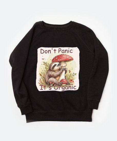 Жіночий світшот Don't Panic it's Organic. Лінивець з грибами Мухомор
