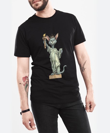 Чоловіча футболка Кішка Орієнтальна  Statue Of Liberty