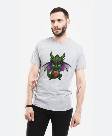 Чоловіча футболка зелений дракон з діамантом
