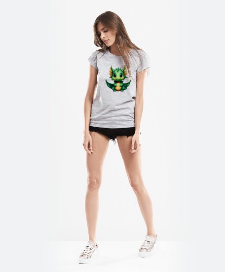 Жіноча футболка Зелений  аніме дракоша