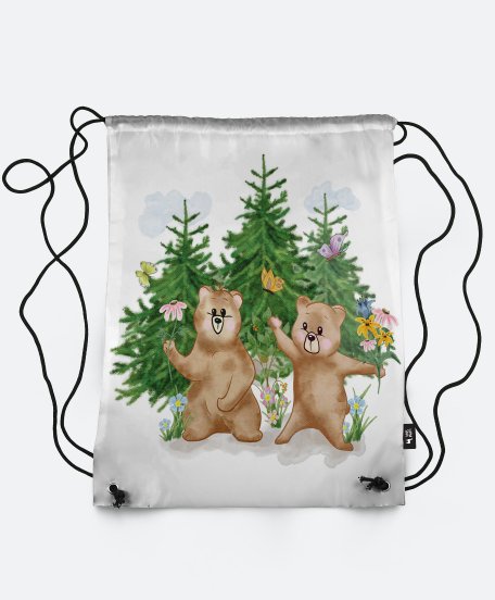 Рюкзак Ведмедики на поляні з ялинкми.