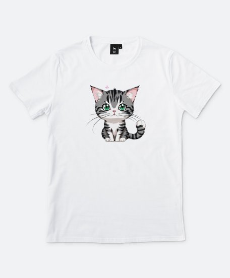 Чоловіча футболка Смугасте кошеня з сердечками.