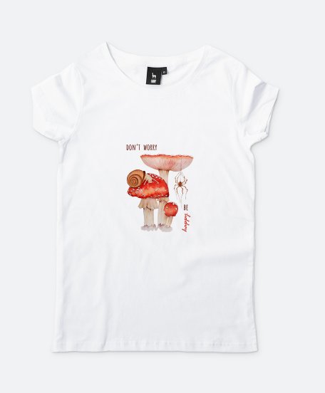 Жіноча футболка Гриби мухомори, равлик і павук / Mushrooms Amanita, Snail, and Spider