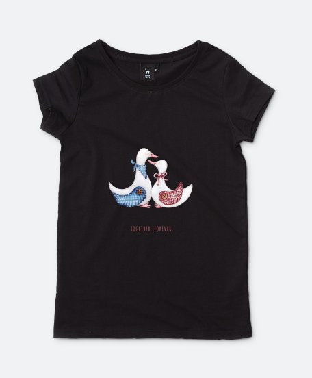 Жіноча футболка Акварельна чарівна пара гусей / Watercolor Charming Pair of Geese