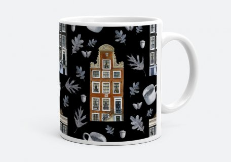 Чашка Затишний патерн з будиночками, чашками та листям
