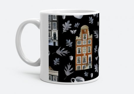 Чашка Затишний патерн з будиночками, чашками та листям