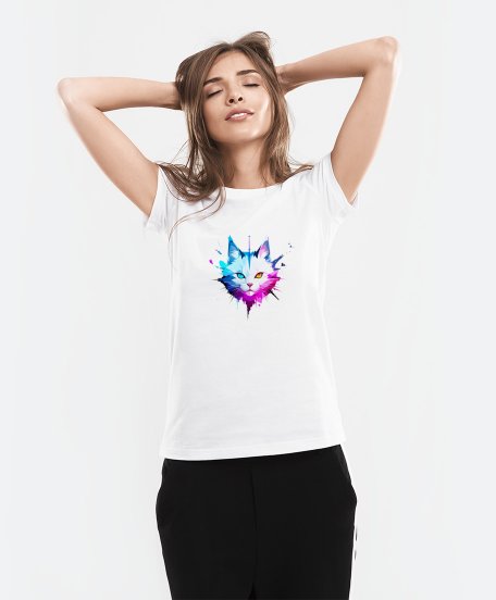 Жіноча футболка Мордочка кота з різними очима