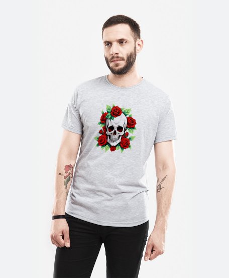 Чоловіча футболка Череп у трояндах