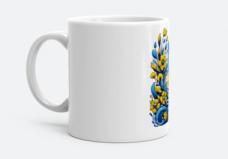Чашка Тризуб в квітковому візерунку