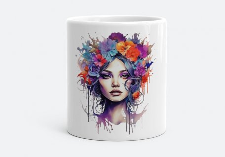 Чашка Молода жінка з квітами у волоссі 