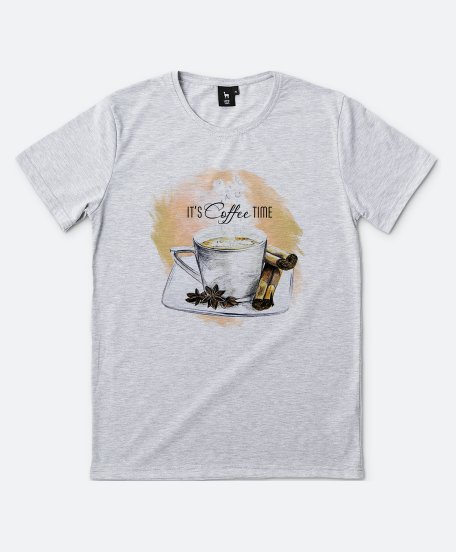 Чоловіча футболка Чашка кофе с надписью "It's coffee time"