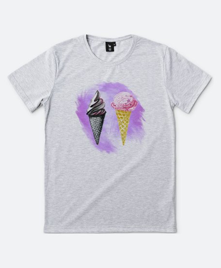 Чоловіча футболка Мороженое-рожок на фиолетовом фоне