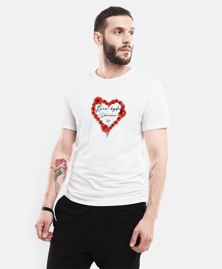 Чоловіча футболка Серце з маків з написом Все буде Україна