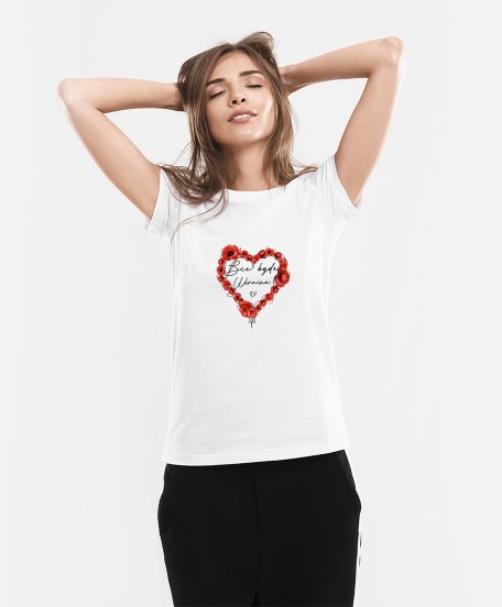 Жіноча футболка Серце з маків з написом Все буде Україна