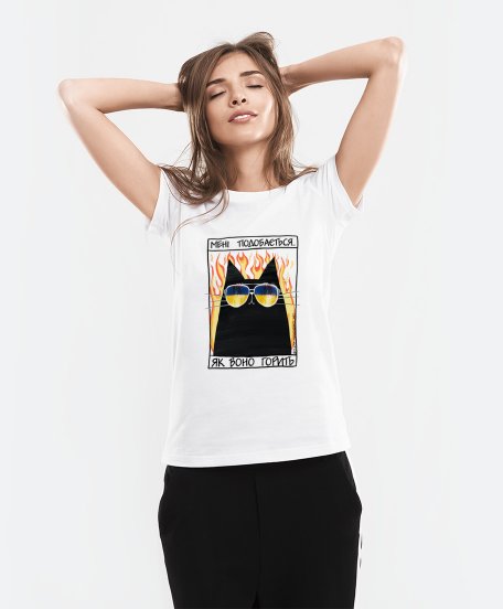 Жіноча футболка Чорний кіт в окулярах