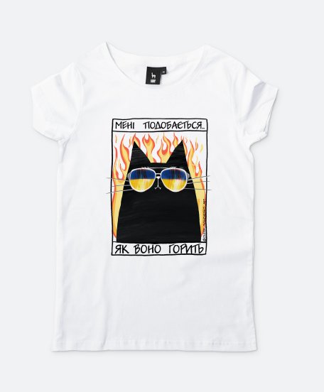 Жіноча футболка Чорний кіт в окулярах
