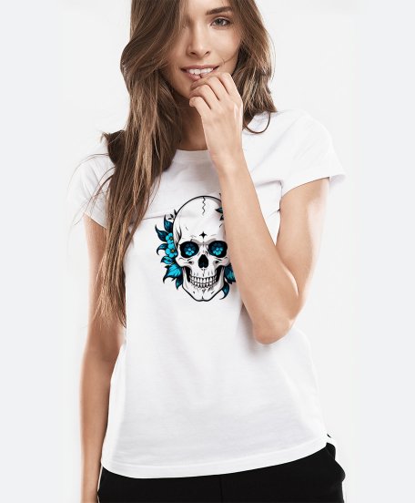 Жіноча футболка Череп з квітами