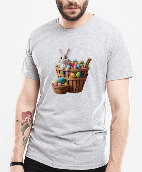Чоловіча футболка Кролик у кошику з яйцями