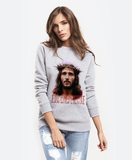 Жіночий світшот Jesus loves everyone (Ісус любить всіх)