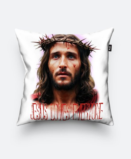 Подушка квадратна Jesus loves everyone (Ісус любить всіх)
