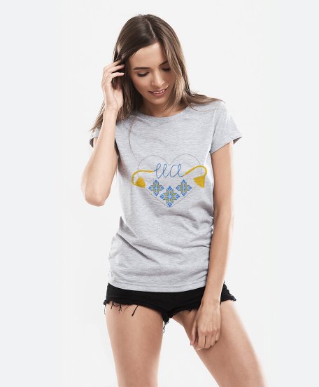 Жіноча футболка Вишивка на серці UA