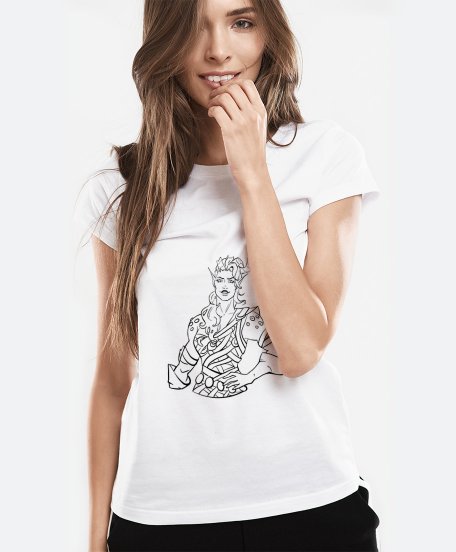 Жіноча футболка Карлак Балдурс Гейт 3 чб скетч