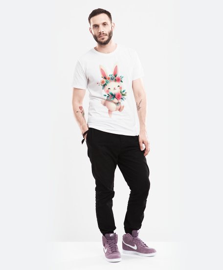 Чоловіча футболка Зайка з квітами