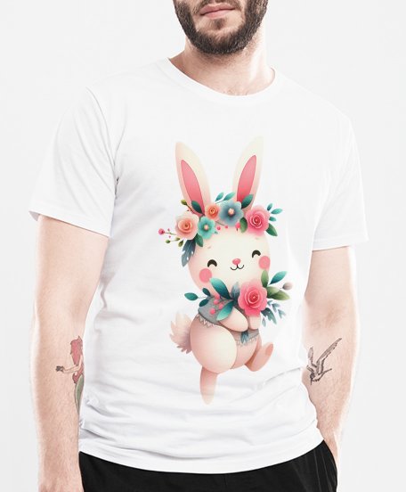 Чоловіча футболка Зайка з квітами