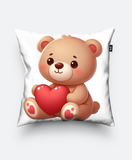Подушка квадратна Ведмедик з червоним серцем