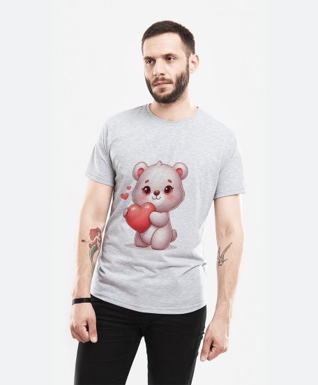 Чоловіча футболка Ведмедик з червоним серцем