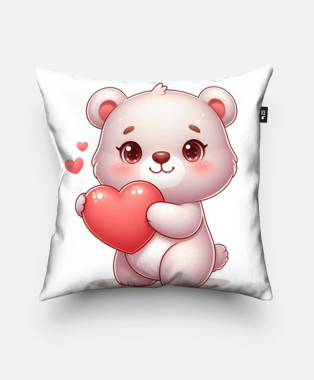 Подушка квадратна Ведмедик з червоним серцем