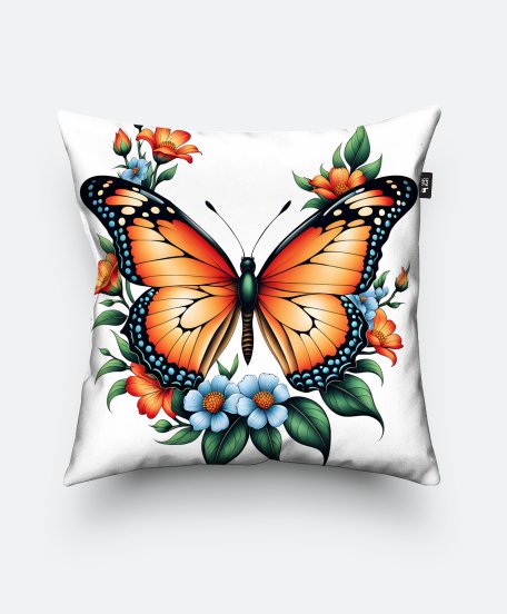 Подушка квадратна Метелик з квітами