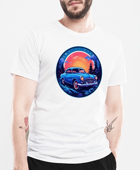 Чоловіча футболка Автомобіль на тлі місяця