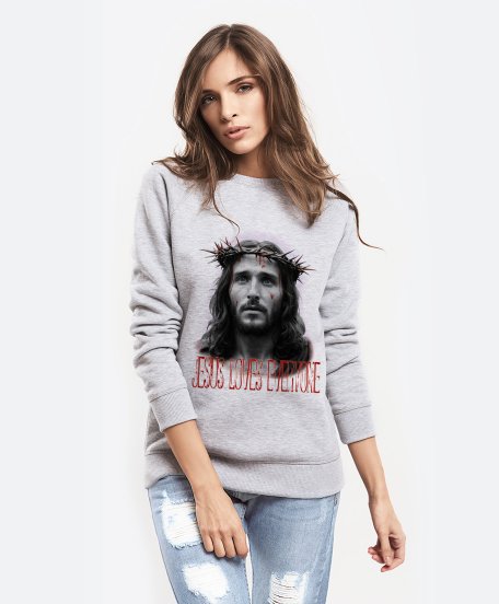 Жіночий світшот Jesus loves everyone_ (Ісус любить всіх)