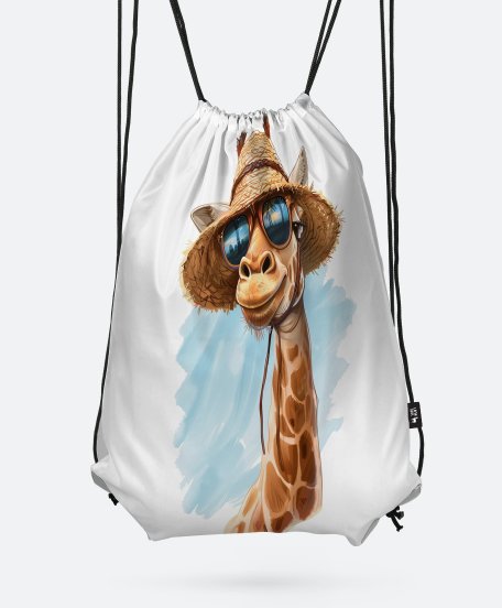 Рюкзак Жираф у літньому солом'яному капелюсі