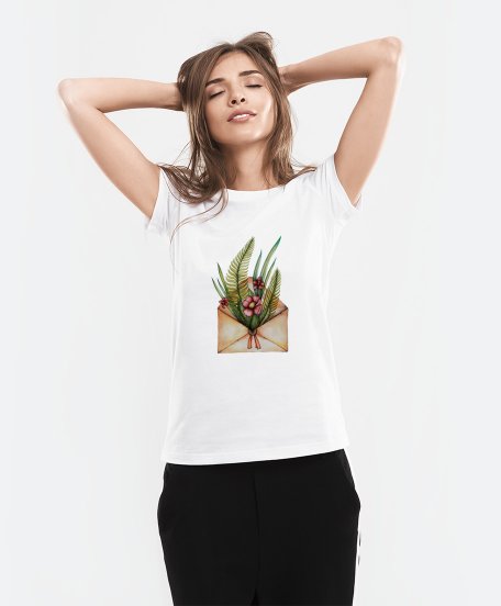 Жіноча футболка Вінтажний конверт з квітами