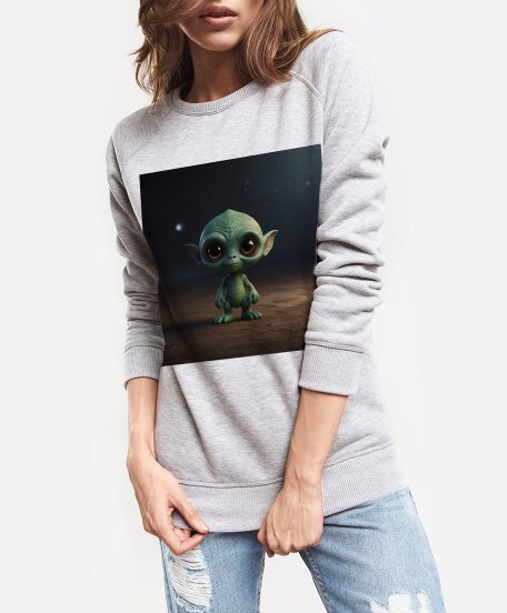 Жіночий світшот Маленький іншопланетянин із фоном