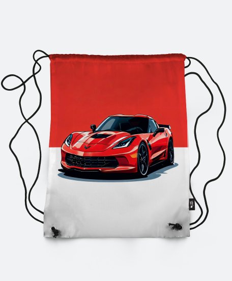 Рюкзак Червоний спортивний автомобіль на червоно-білому фоні
