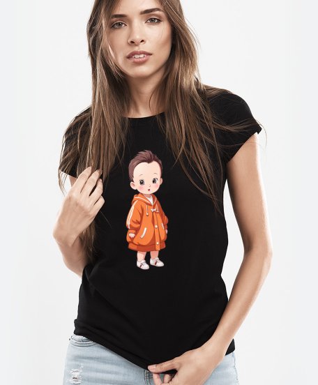 Жіноча футболка Симпатична маленька дитина в куртці