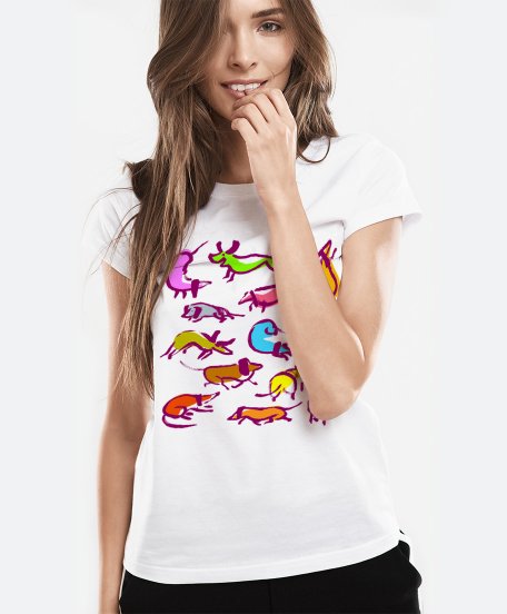 Жіноча футболка разноцветные таксы
