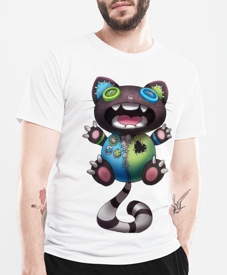 Чоловіча футболка кіт сірий іграшковий