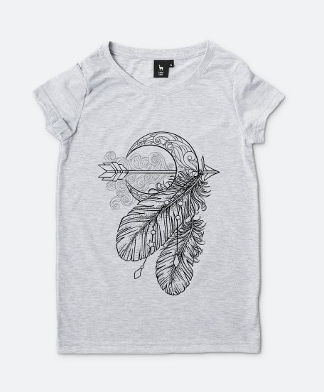 Жіноча футболка Месяц со стрелой и перьями
