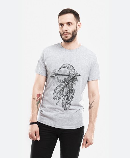 Чоловіча футболка Месяц со стрелой и перьями