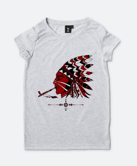 Жіноча футболка Red-skinned shaman smokes a pipe of peace.
