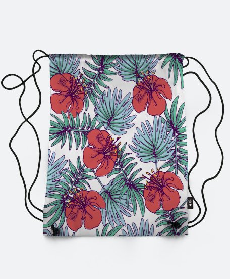 Рюкзак Тропический узор с красными цветами