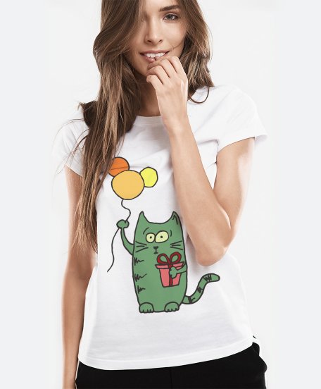 Жіноча футболка Зеленый кот