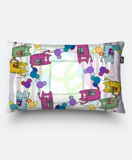 Подушка прямокутна Цветные котики